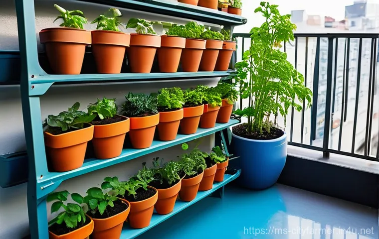 도시농업 지속 가능한 농업 - **"Vibrant Urban Balcony Oasis":** A bright, sunlit apartment balcony transformed into a lush edible...