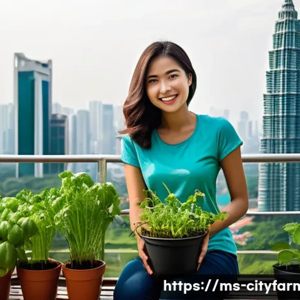 도시농업과 지역사회 발전 - **Prompt 1: The Serenity of a Malaysian Balcony Garden**
"A cozy and vibrant urban balcony garde...